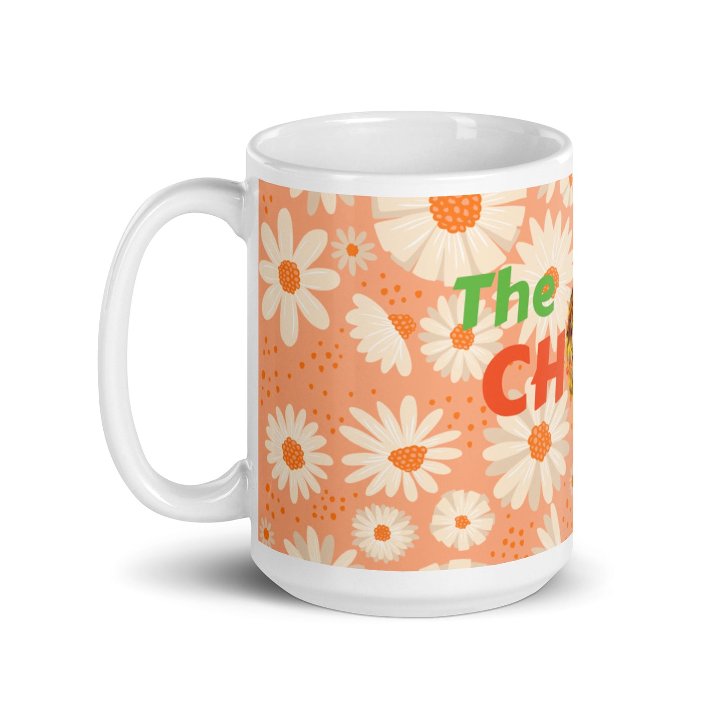 Peach Daisies White Glossy Mug - The Chosen One