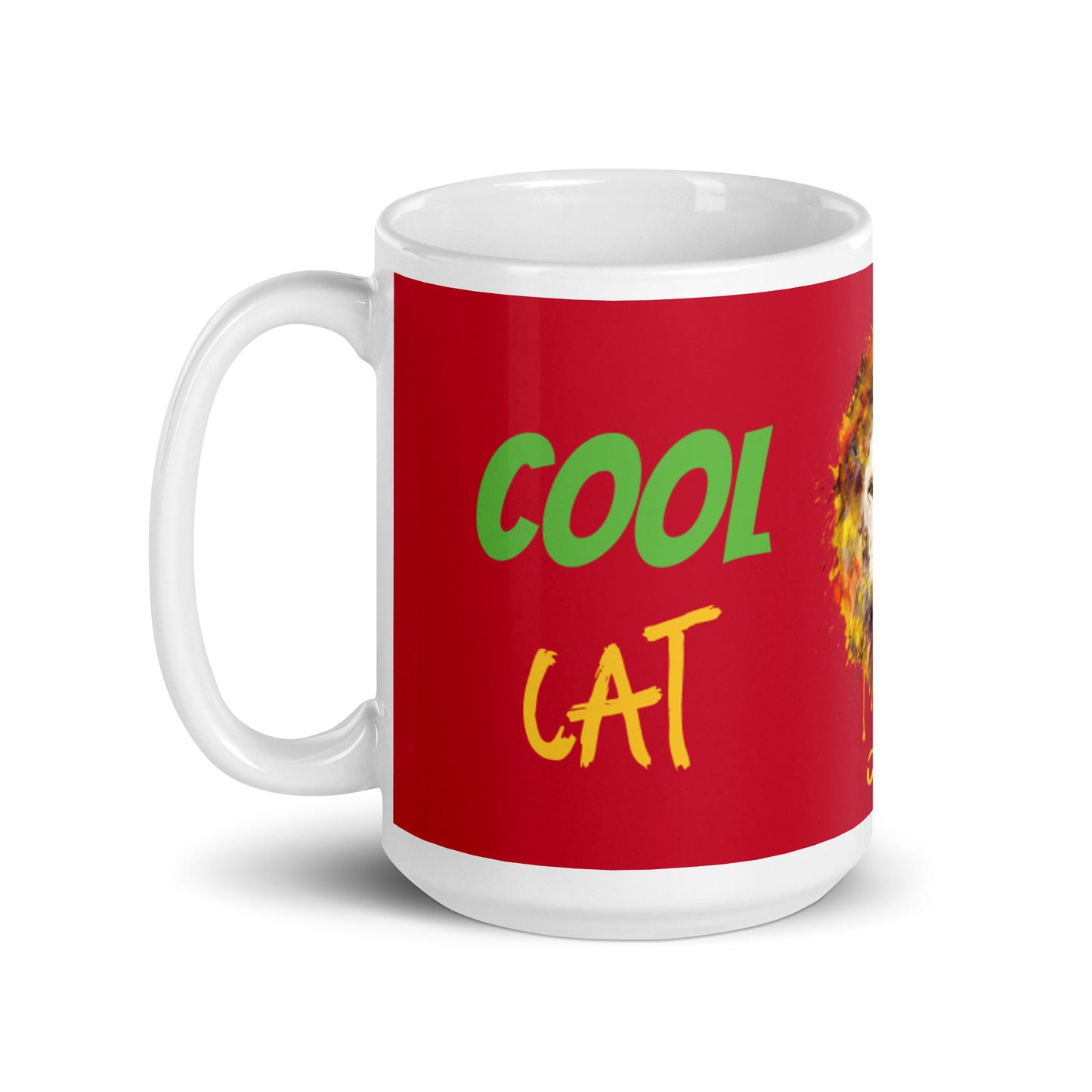 Maroon White Glossy Mug - Cool Cat