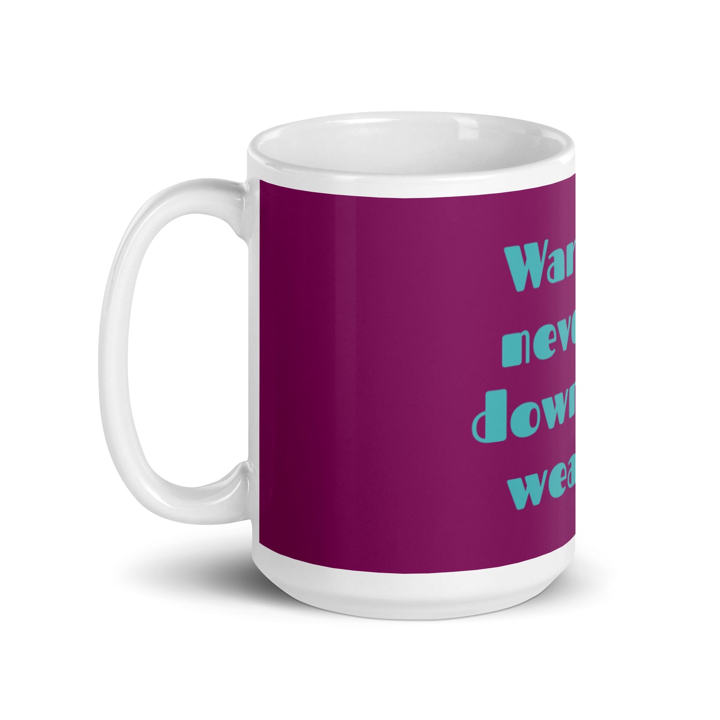 Eggplant White Glossy Mug - Warriors never lay down their weapons