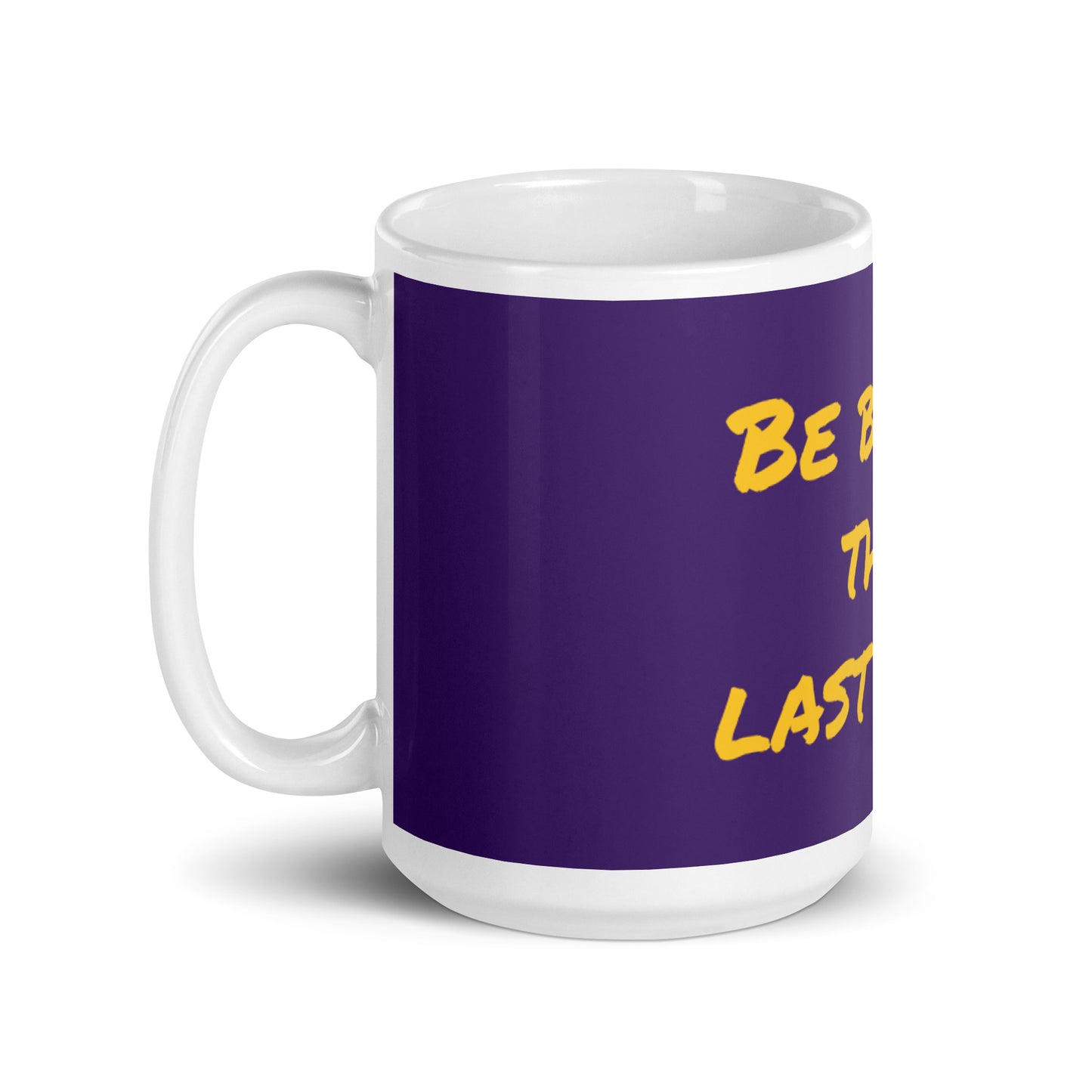 Mug brillant blanc violet - Soyez meilleur que la semaine dernière