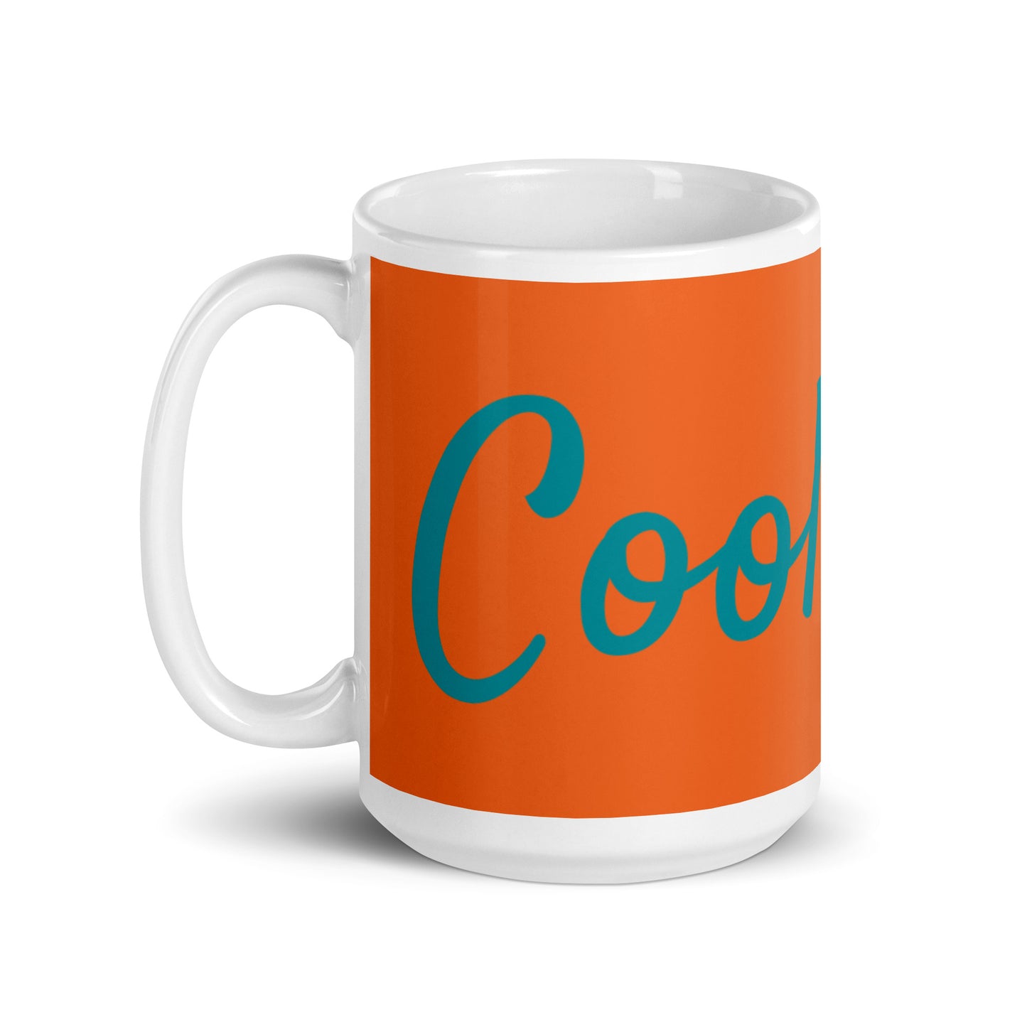 Orange White Glossy Mug - Cool Cat