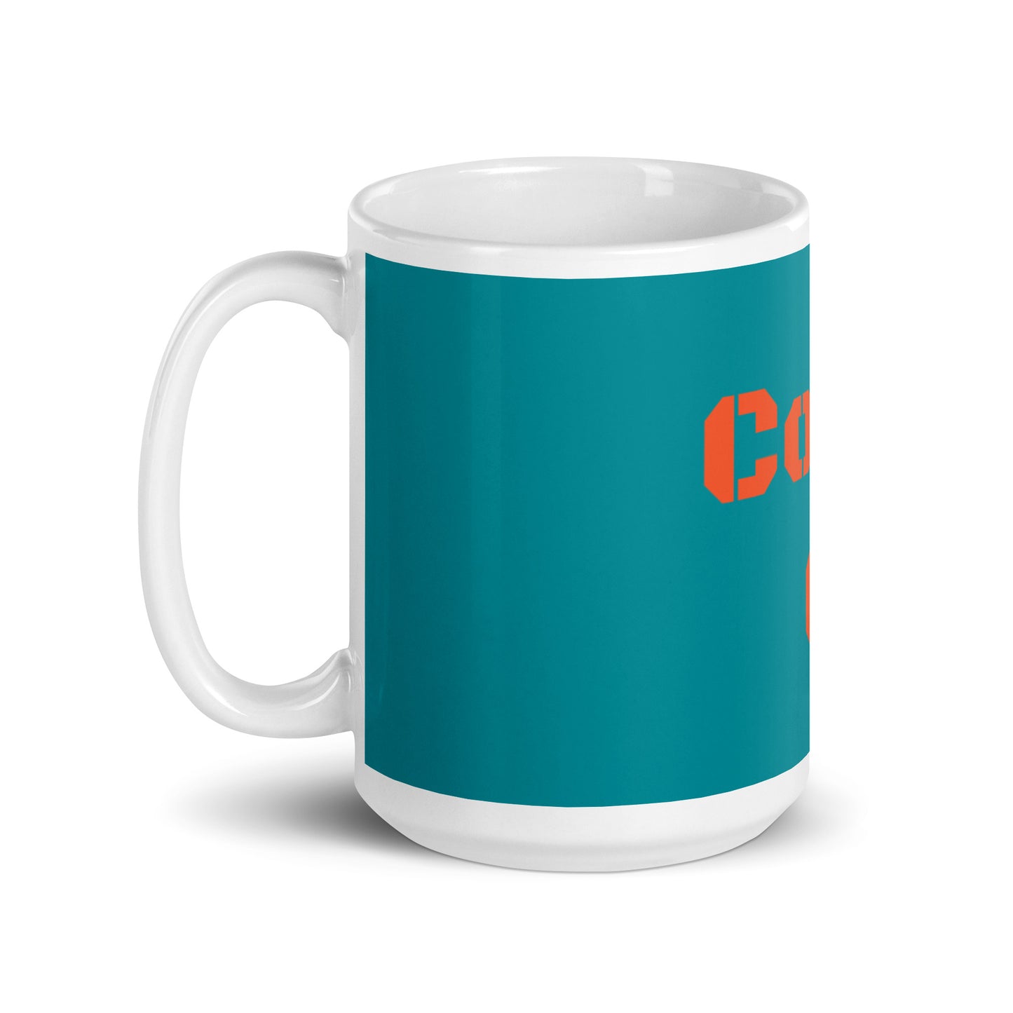 Teal White Glossy Mug - Cool Cat