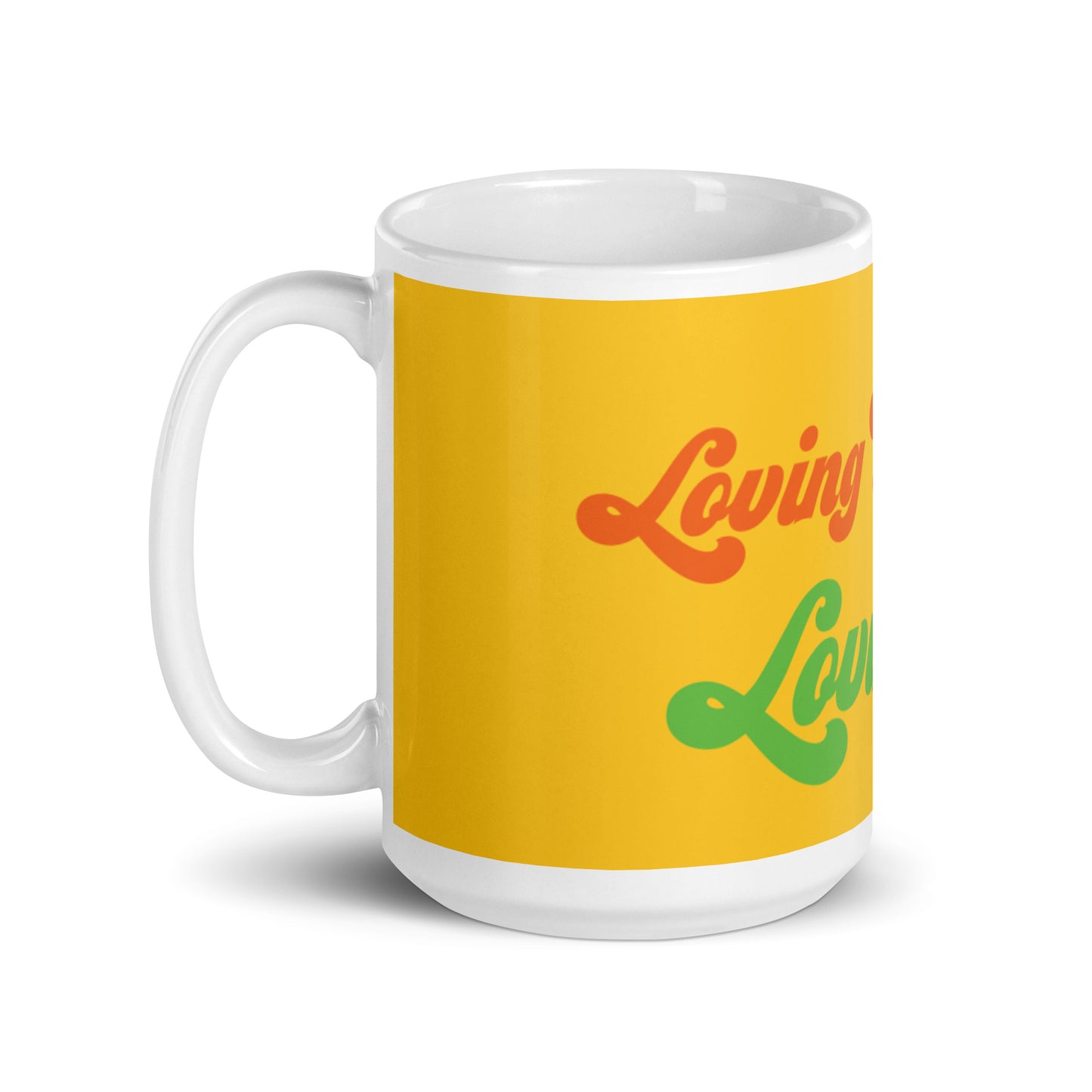 Yellow White Glossy Mug - Loving U Loving me