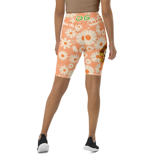 Peach Daisies Biker Shorts