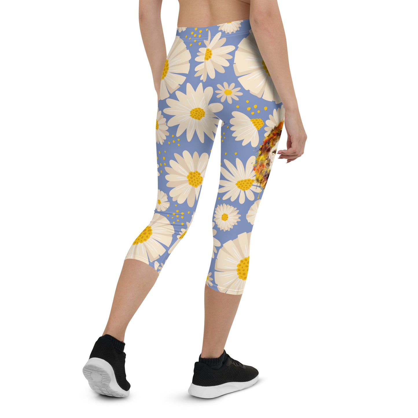 Legging capri marguerites bleues