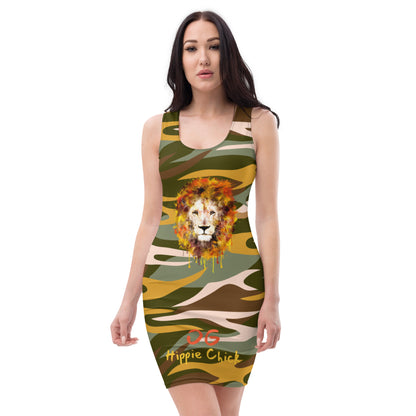 Camo Rays Fitted Dress (Lion front)