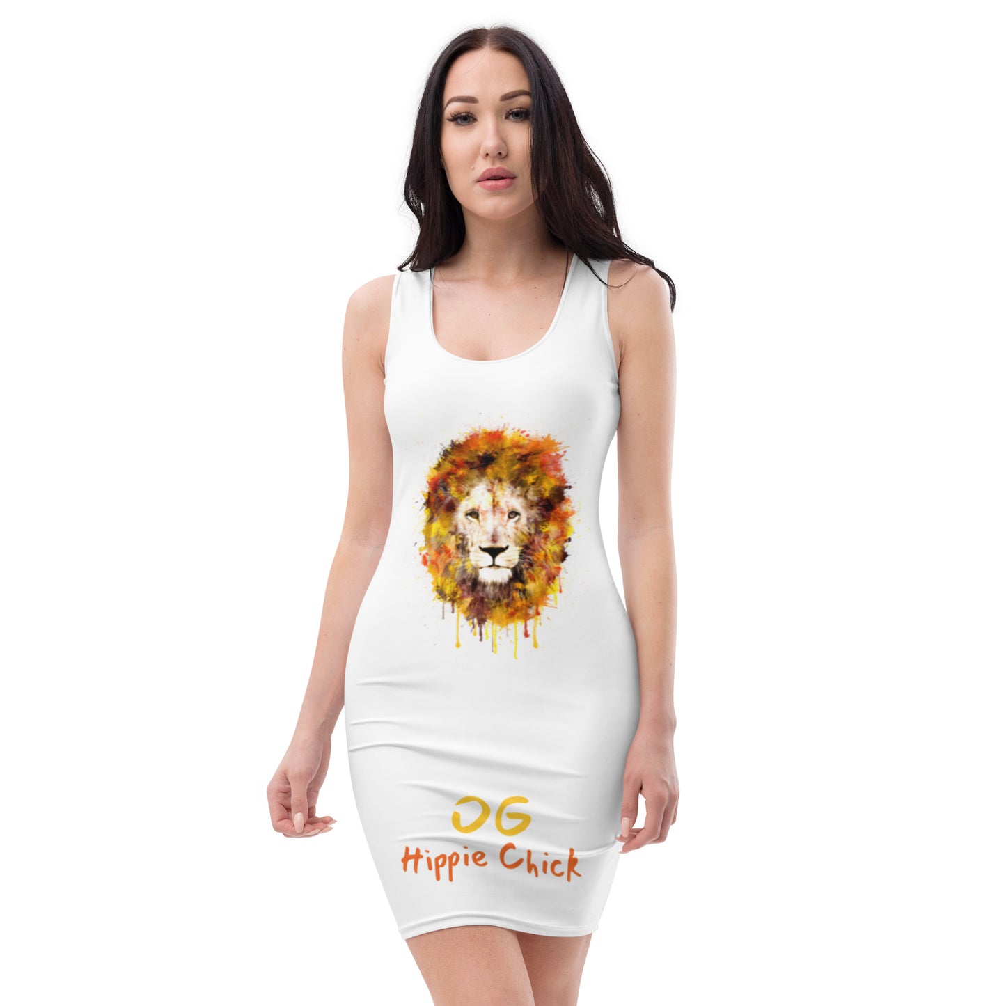 White Fitted Dress (Lion front)