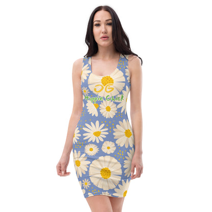 Blue Daisies Fitted Dress