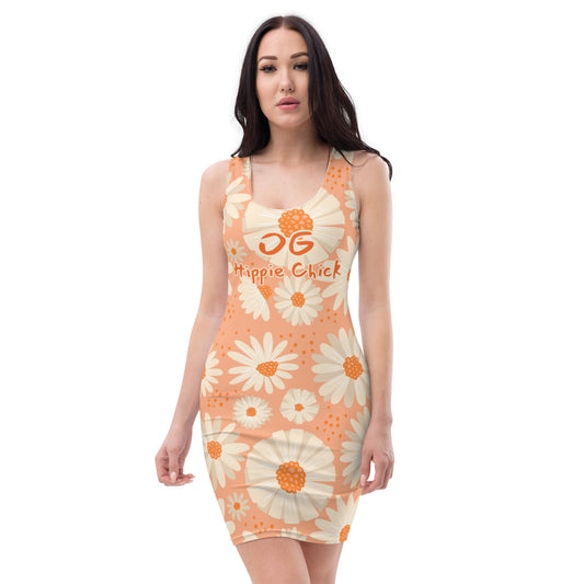 Peach Daisies Fitted Dress