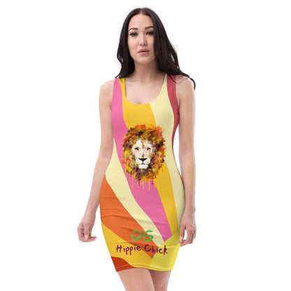Sun Rays Fitted Dress (Lion front)