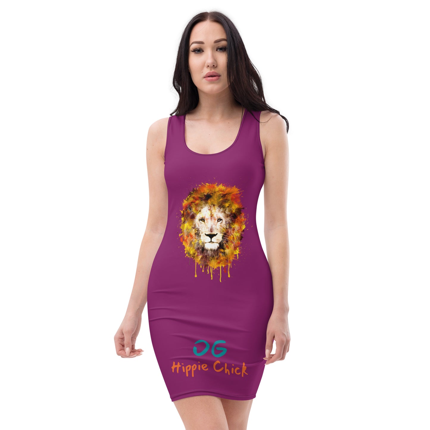 Eggplant Fitted Dress (Lion front)