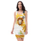 Tan Flowers Fitted Dress (Lion front)