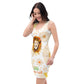 Tan Daisies Fitted Dress (Lion front)