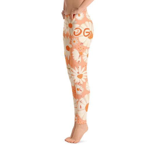Peach Daisies Long Leggings