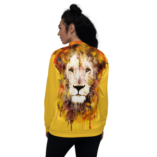 Yellow Bomber Jacket - OG Hippie Chick (large Lion on back)