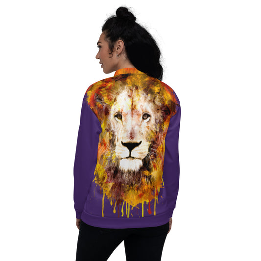 Purple Bomber Jacket - OG Hippie Chick (large Lion on back)