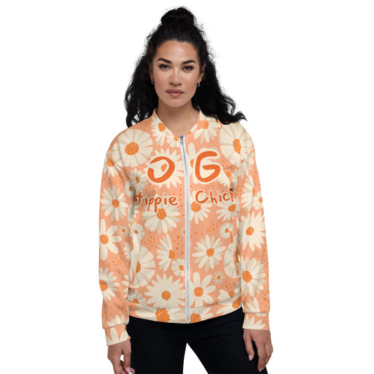 Peach Daisies Bomber Jacket - OG Hippie Chick