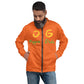 Orange Bomber Jacket - OG Hippie Dude (large Lion on back)