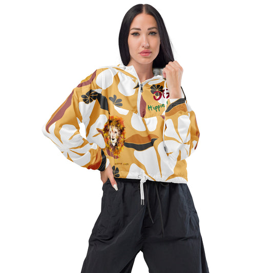 White Flowers Cropped Windbreaker