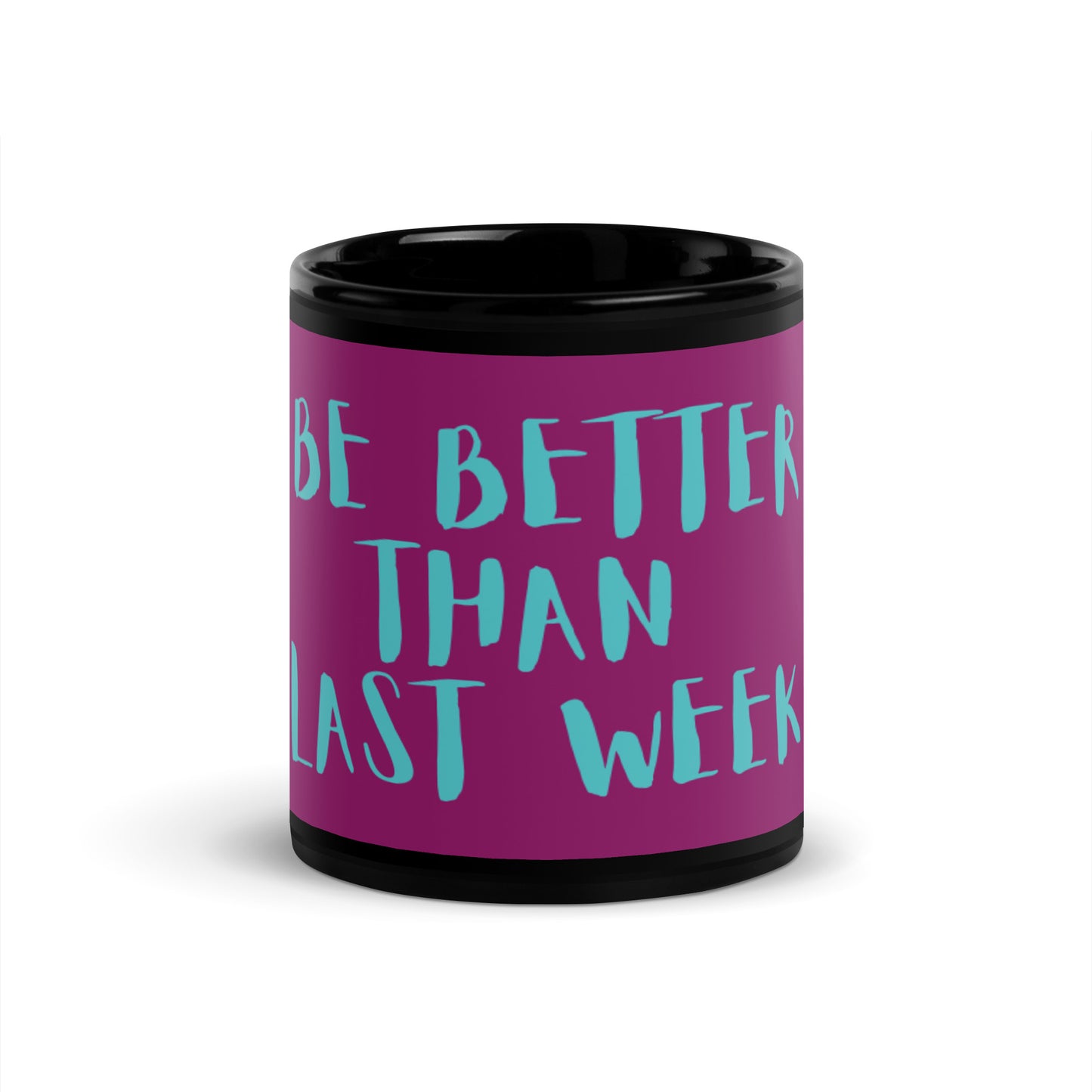 Mug brillant noir violet - Soyez meilleur que la semaine dernière
