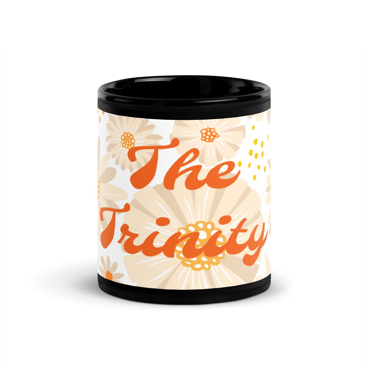 Tan Daisies Black Glossy Mug - The Trinity