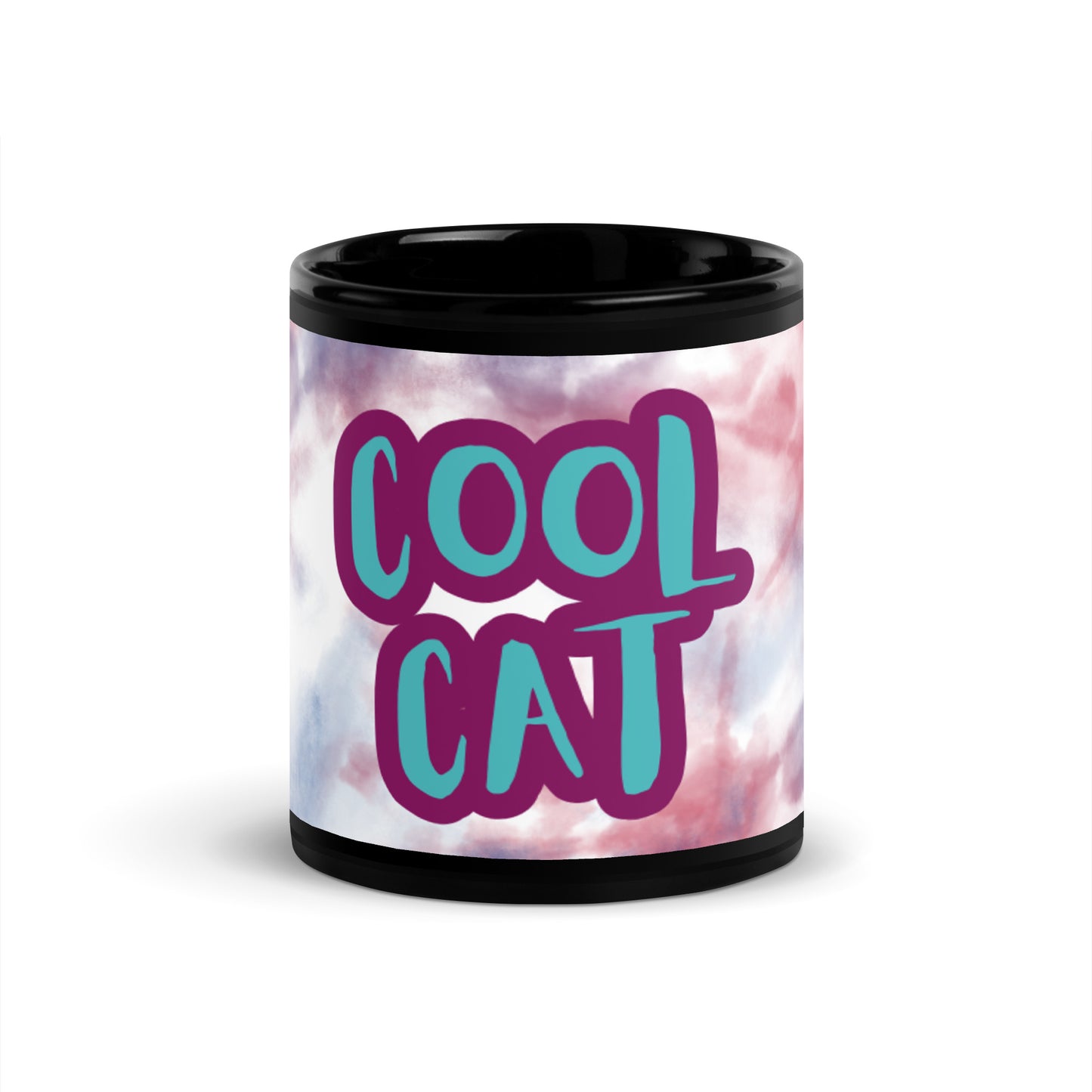 Tie Dye Black Glossy Mug - Cool Cat
