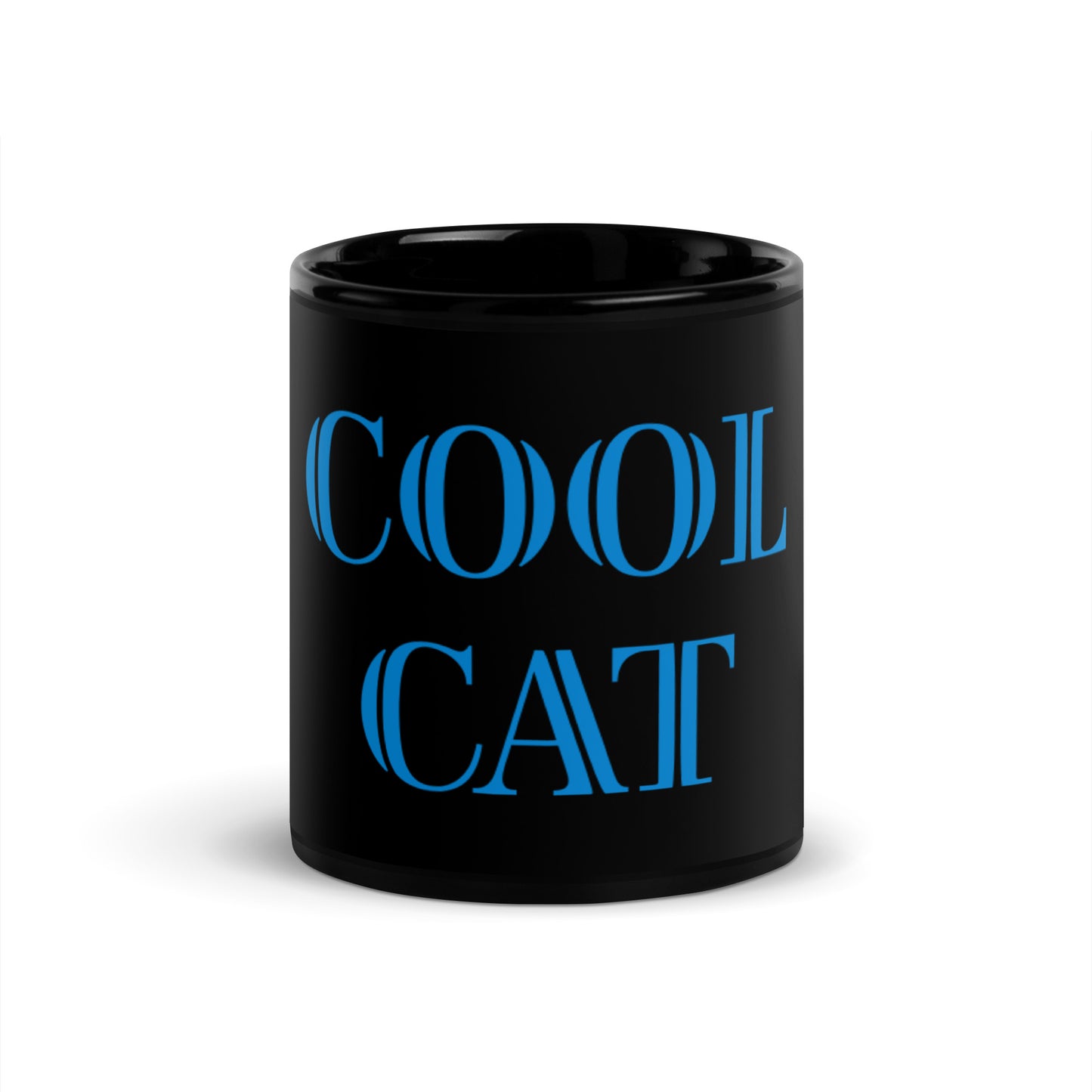 Black Glossy Mug - Cool Cat (Navy)