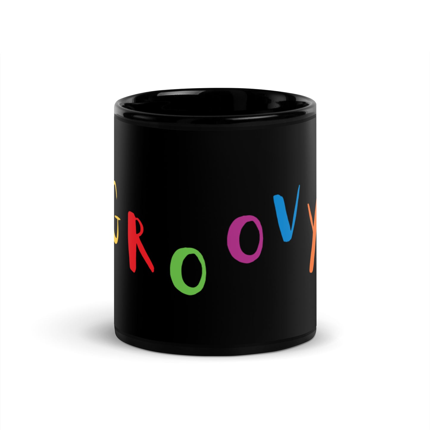 Tasse noire brillante - Groovy (mélange de couleurs)