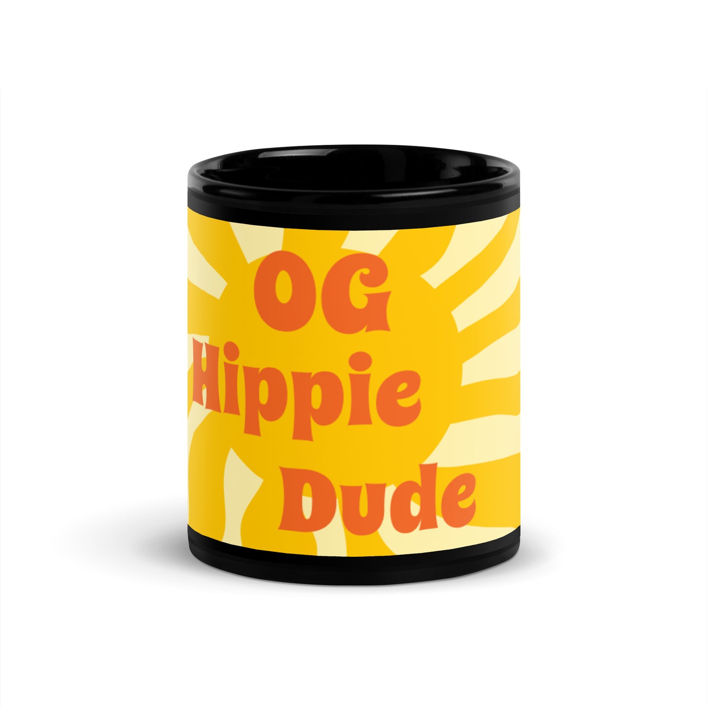 Sunshine Black Glossy Mug - OG Hippie Dude