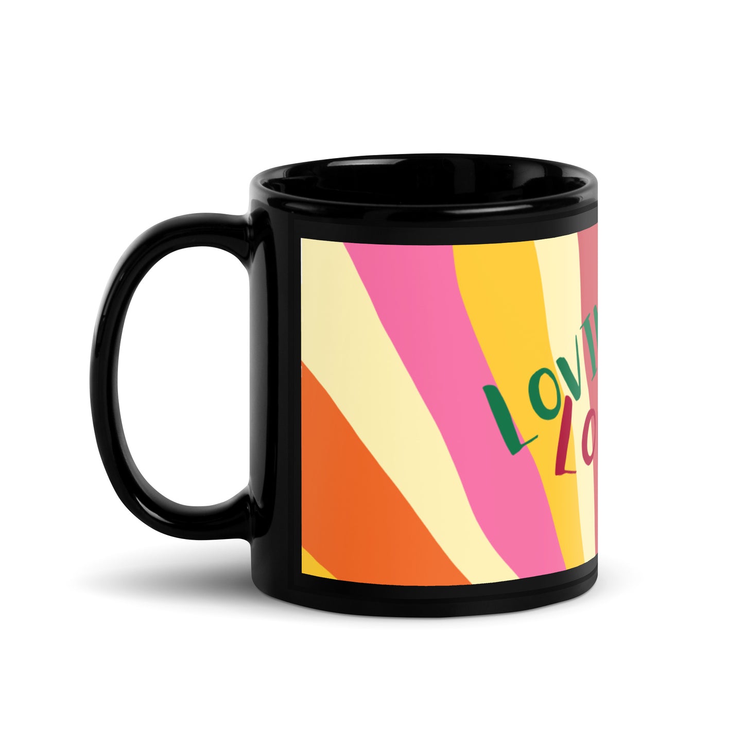 Tasse brillante noire Sun Rays - Loving U Loving me