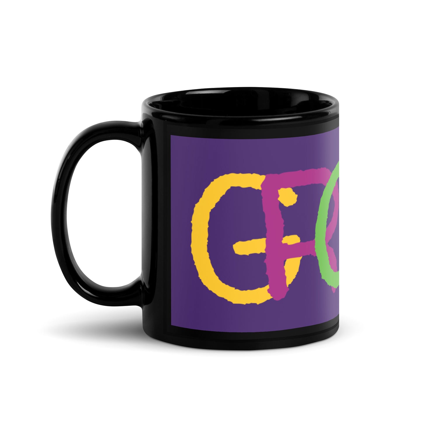 Mug Brillant Noir Violet - Groovy