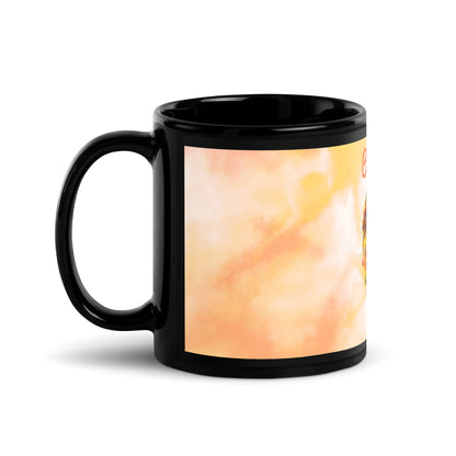 Orange Tie Dye Black Glossy Mug - Boulet