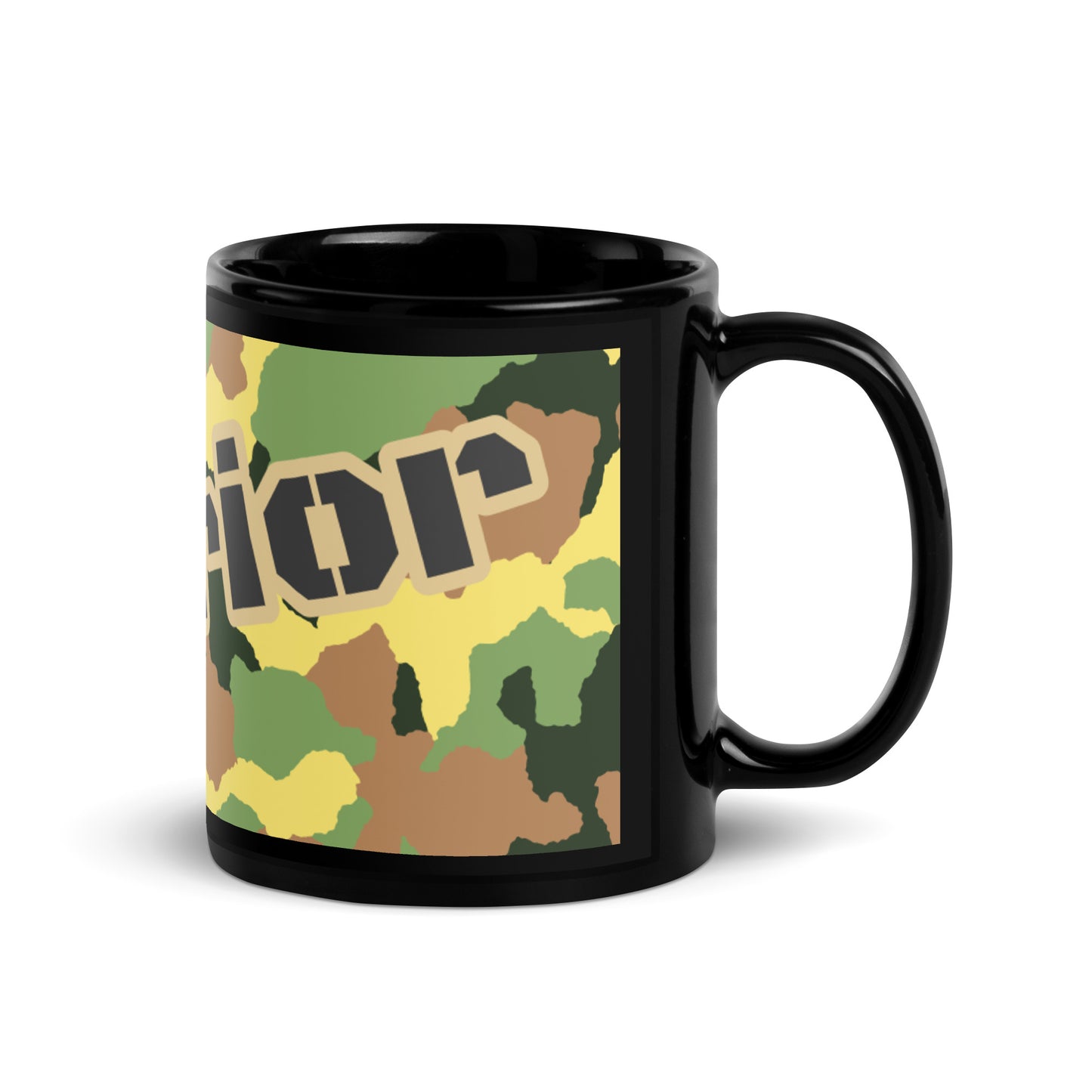 Army Camo Black Glossy Mug - Warrior