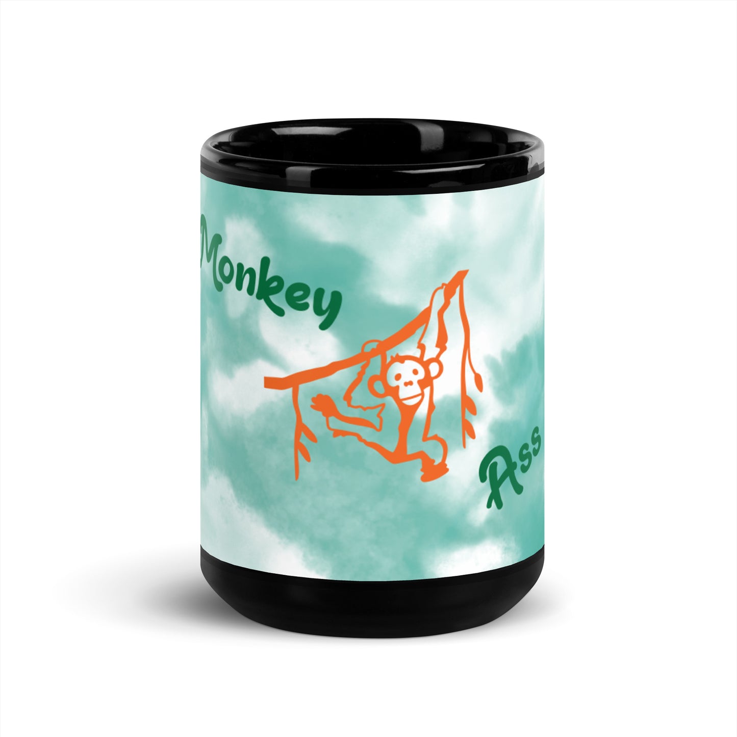 Green Tie Dye Black Glossy Mug - Monkey Ass!