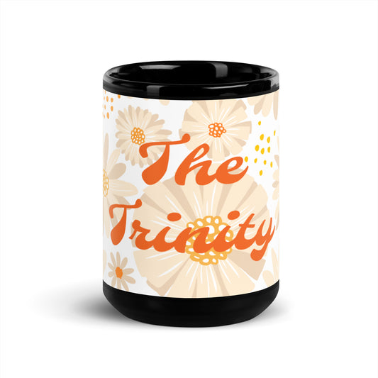 Tan Daisies Black Glossy Mug - The Trinity