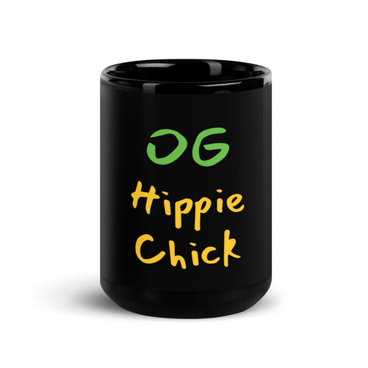 Black Glossy Mug - OG Hippie Chick