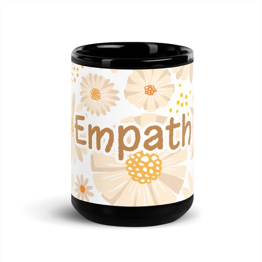 Tasse noire brillante Tan Daisies - Empath