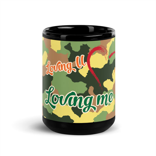 Mug noir brillant Army Camo - Loving U Loving me