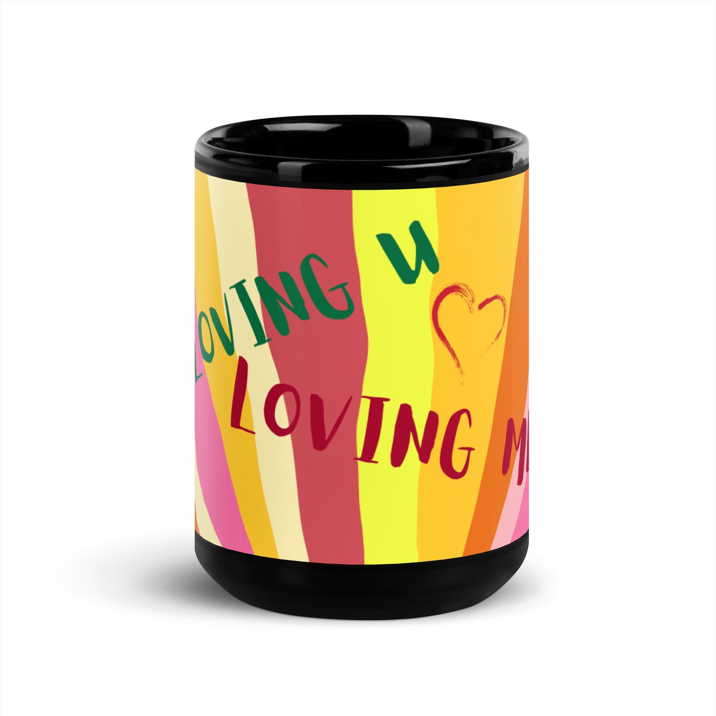 Tasse brillante noire Sun Rays - Loving U Loving me