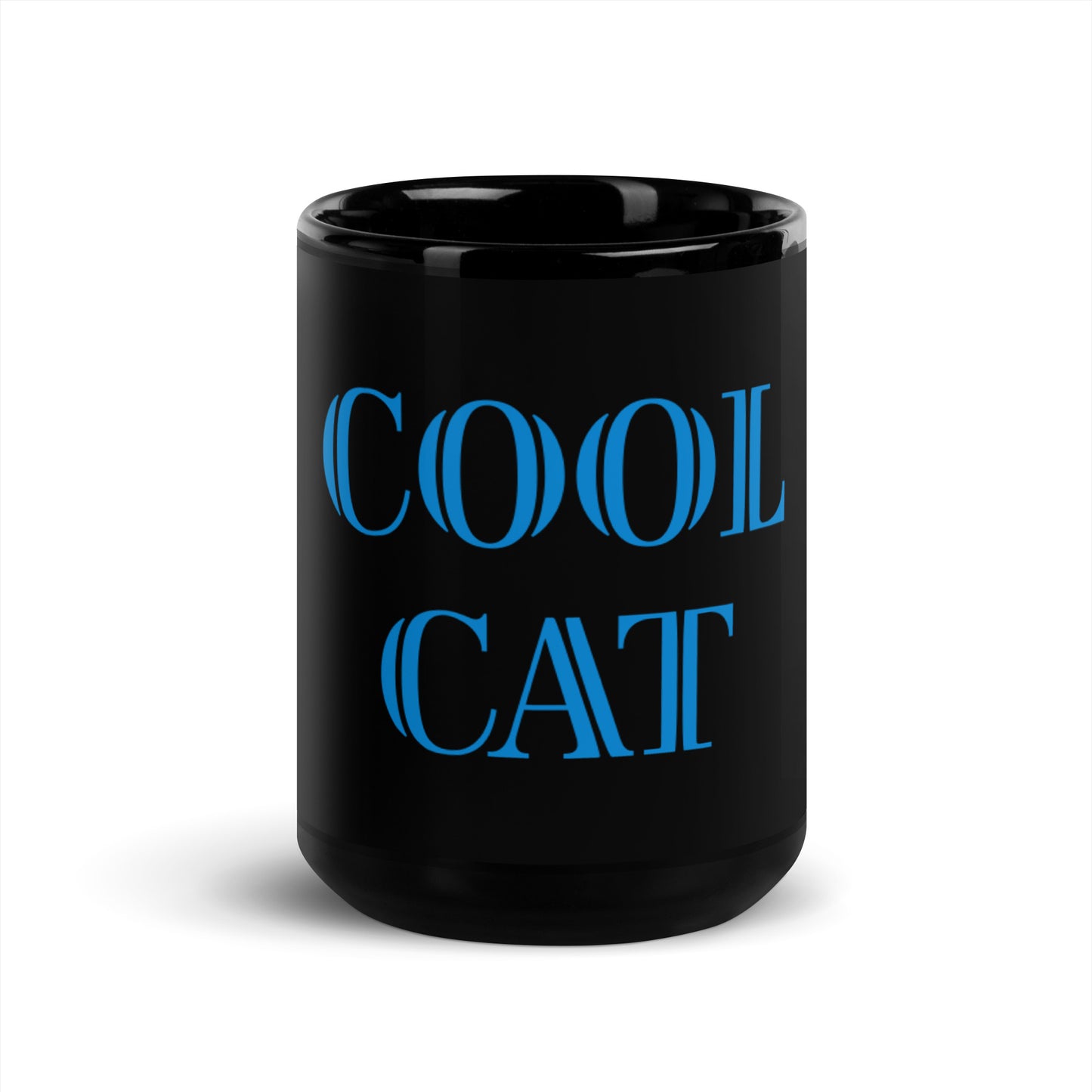 Mug Noir Brillant - Cool Cat (Marine)