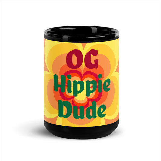 Tasse noire brillante Sunny Flower 2 - OG Hippie Dude