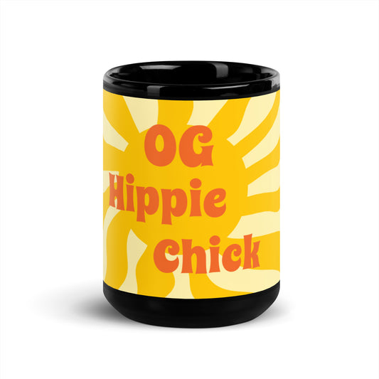 Sunshine Black Glossy Mug - OG Hippie Chick