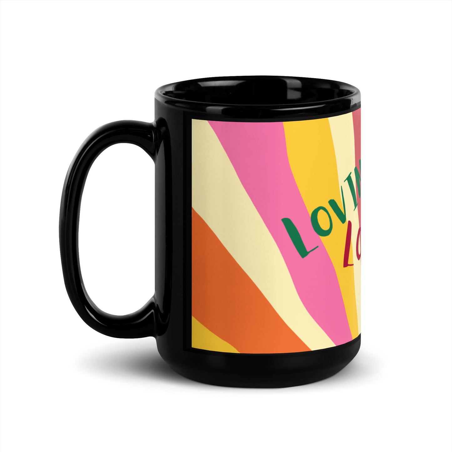 Tasse brillante noire Sun Rays - Loving U Loving me