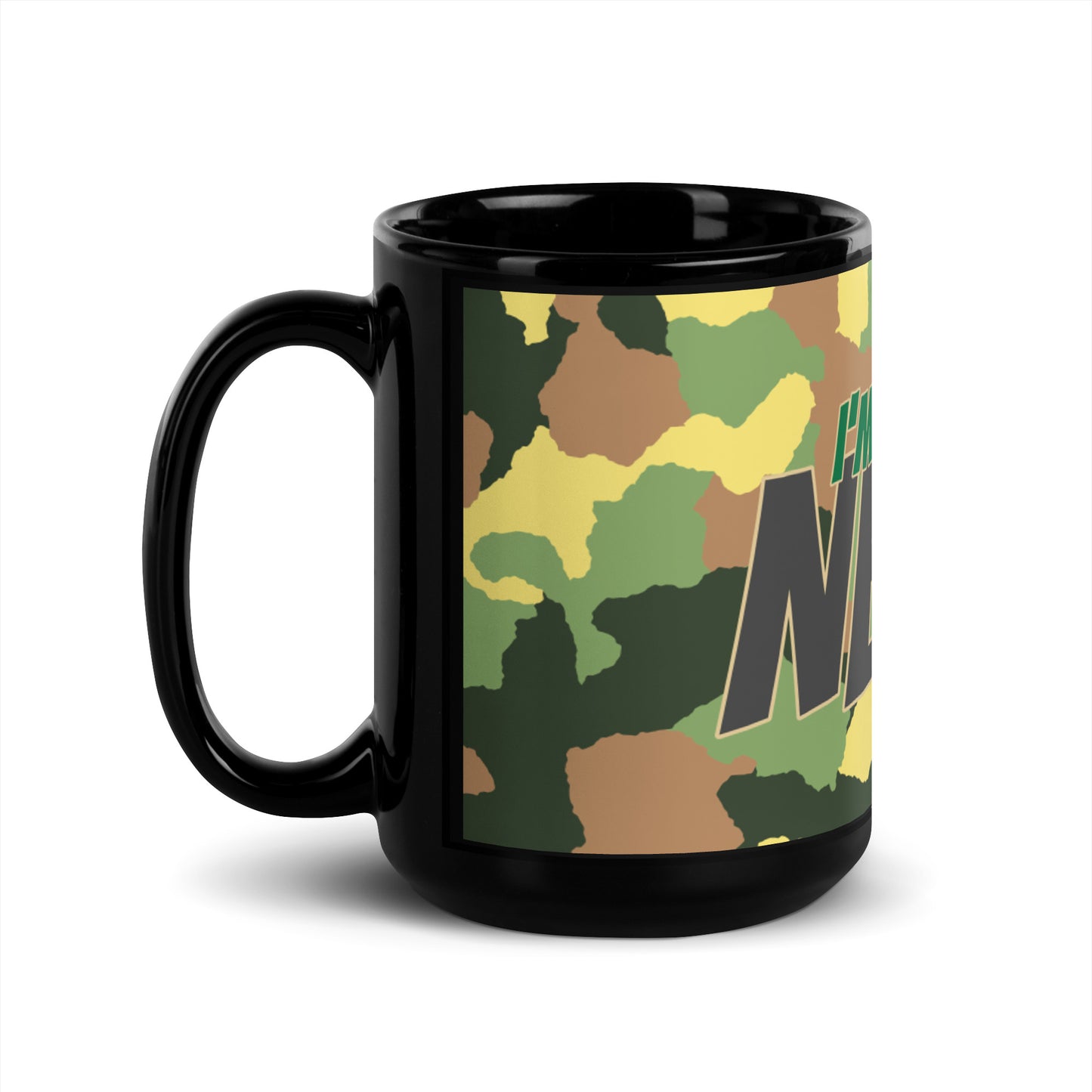 Army Camo Black Glossy Mug - I'm over it. Next!
