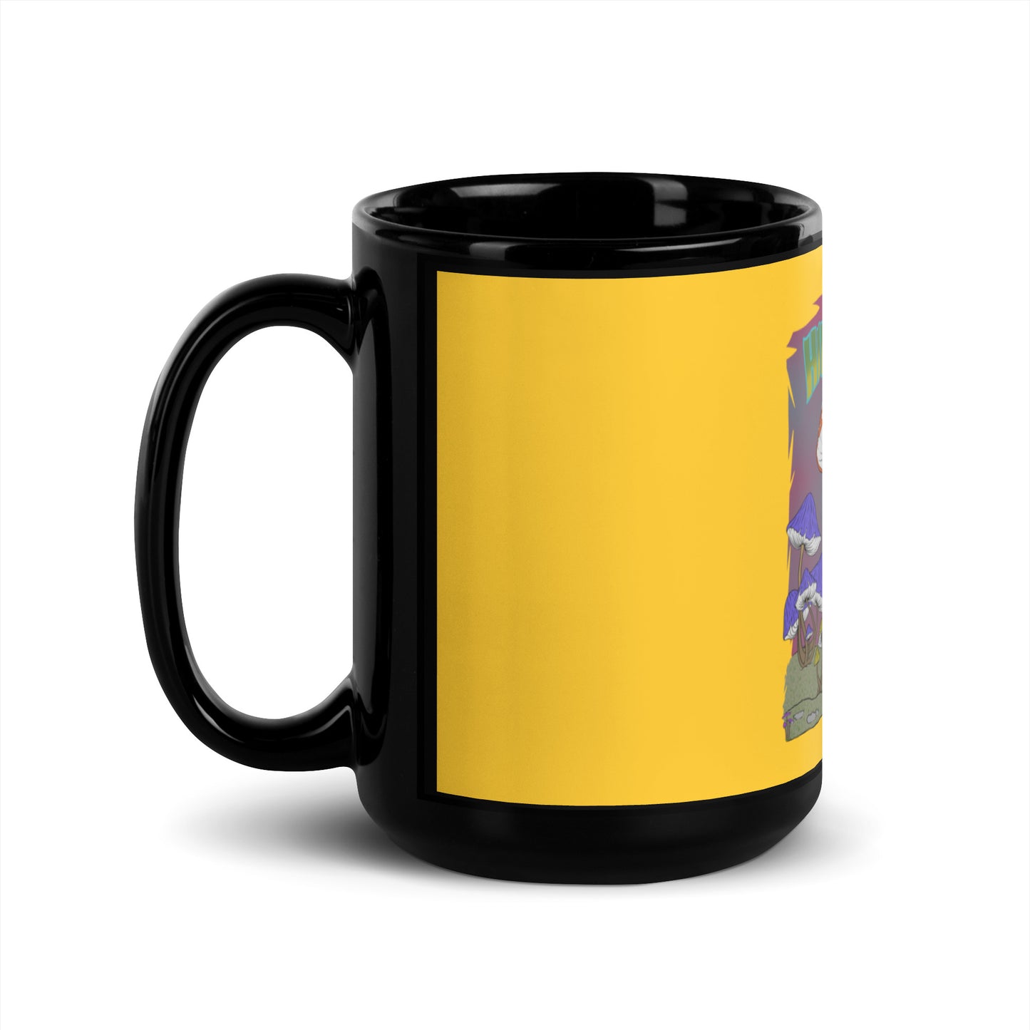 Yellow Black Glossy Mug - Hippie Chick