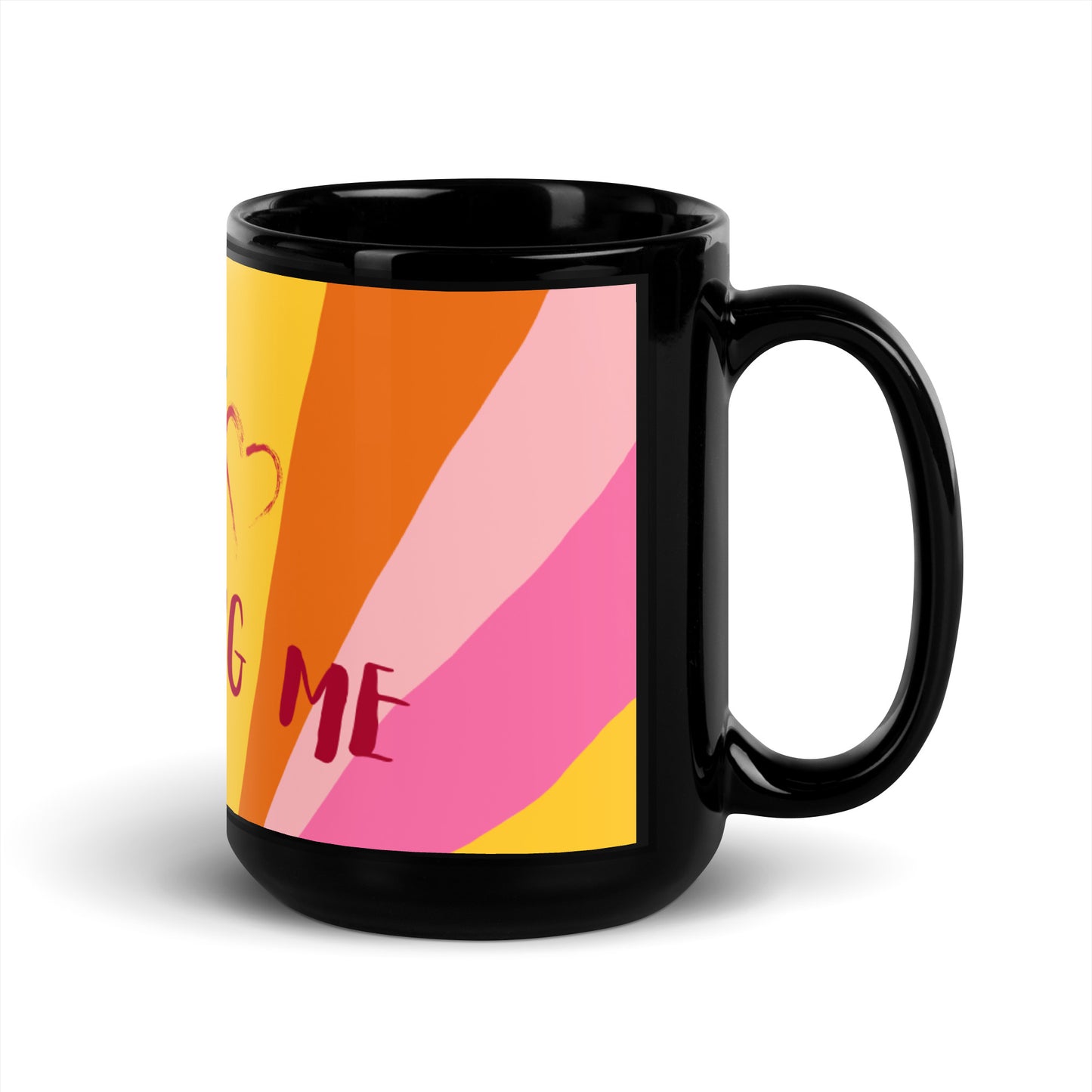 Tasse brillante noire Sun Rays - Loving U Loving me