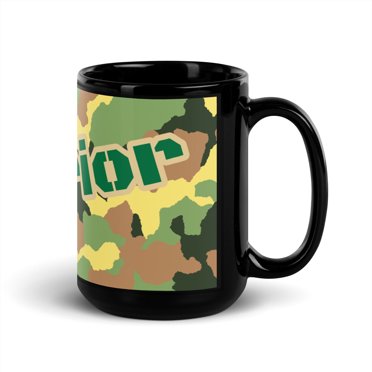 Army Camo Black Glossy Mug - Warrior