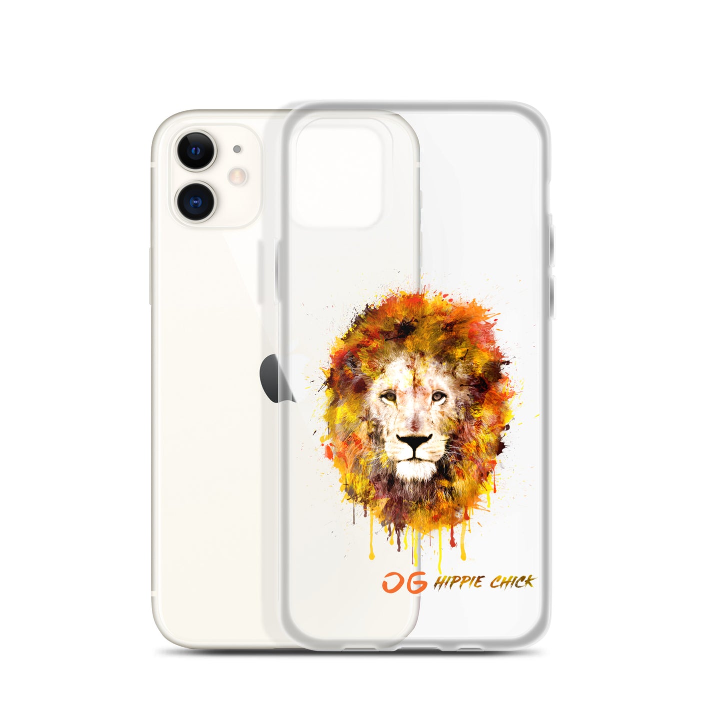 Clear iPhone Case - OG Hippie Chick (orange)