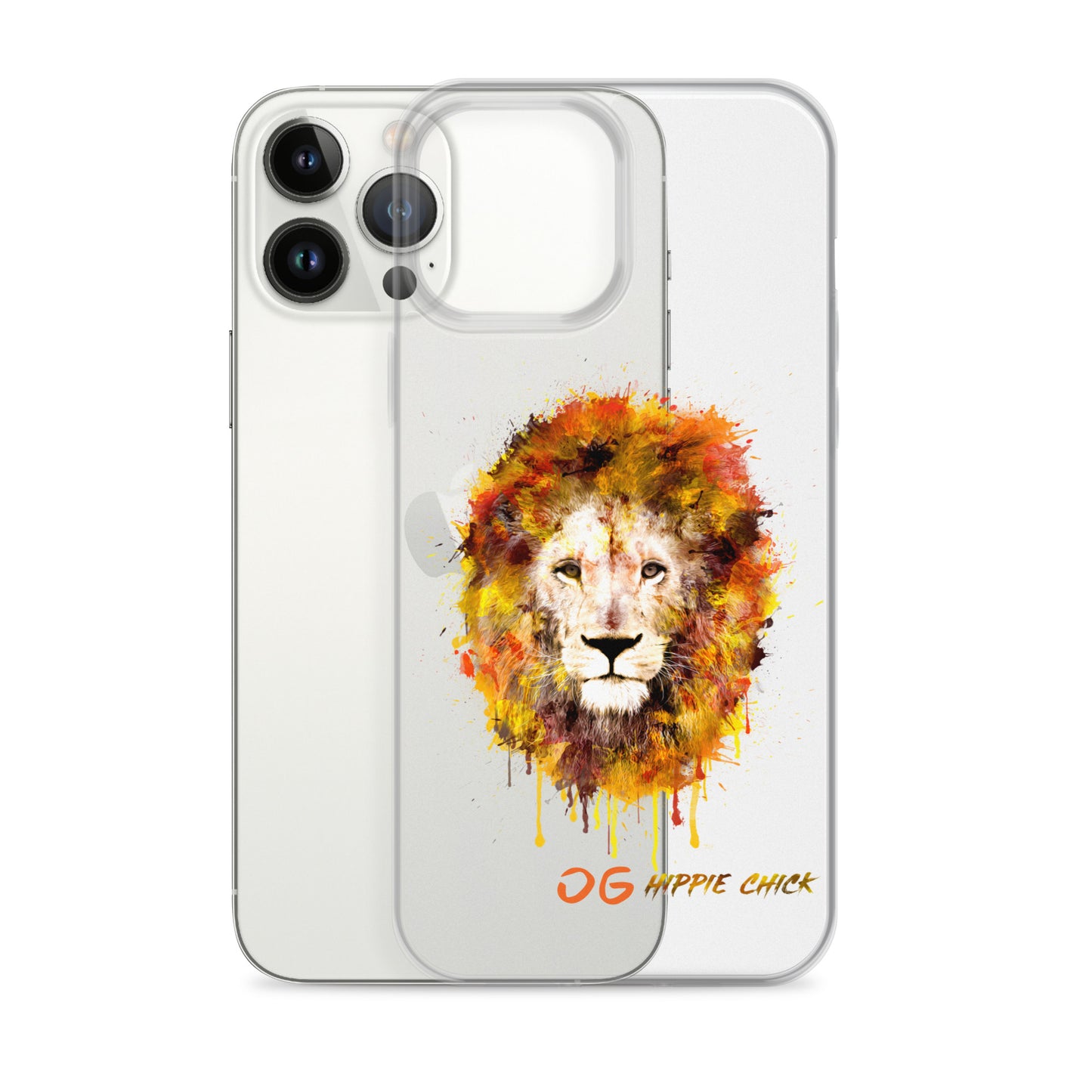 Coque transparente pour iPhone - OG Hippie Chick (orange)