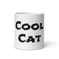 White Glossy Mug - Cool Cat (Black)